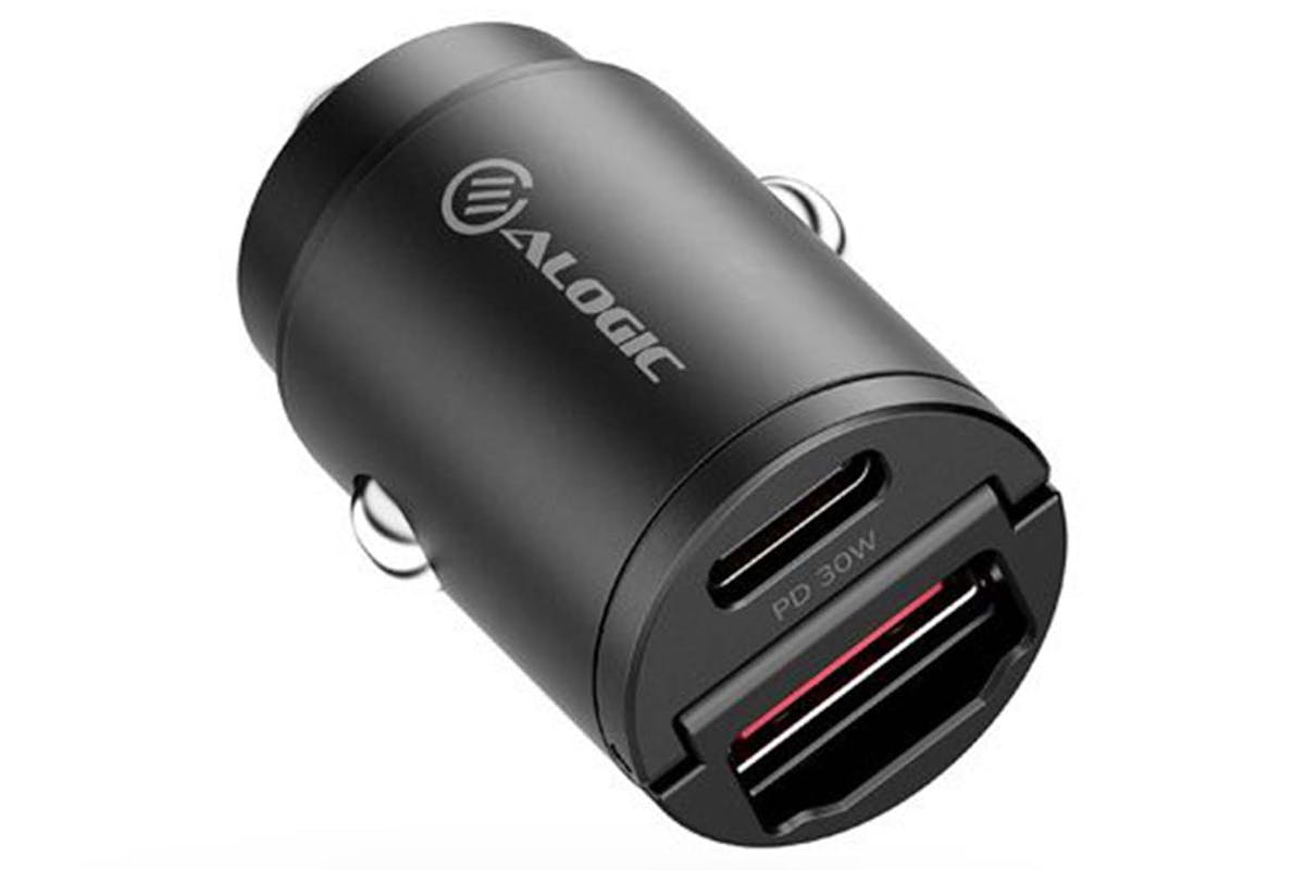 Alogic 30W Rapid Power with USB-C and USB-A Mini Car Charger | Black